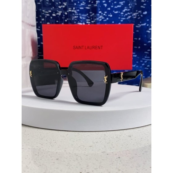 Saint Laurent Black Square Sunglasses with Gold YSL Accents
